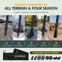 100% Carbon Fiber Telescopic Hiking Poles, Lightweight, 2 Pack