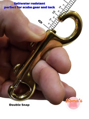 4″ solid brass double ended snap hook Marine Grade thumb release spring clip