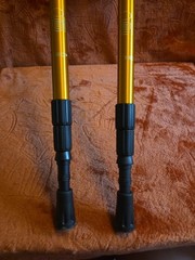 Pair of 2 OP SWISS Metal, Walking/Hiking Sticks. Anti-shock Adjustable.
