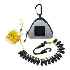 Travel Clothesline Set Includes 4m Rope 20 Clips and Gray or Black Pouch