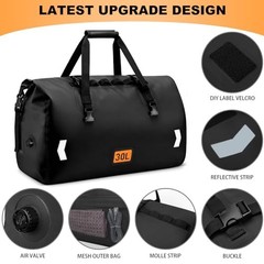 Waterproof Motorcycle Dry Bag Roll-top Motorcycle Tail Bag with Air 30L Black