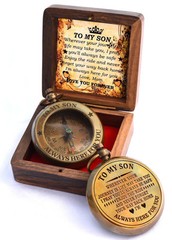Gift for Son from Mom Dad | Engraved Compass 2″ – Father to Son Gifts, Mom to…