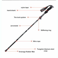 Aluminium Anti Shock Walking Trekking Hiking Stick Pole Alpenstock For Sports