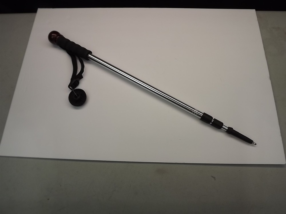 New Collapsible Hiking Walking Stick Shock Absorbing Compass & Monpod SILVER