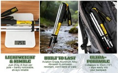 Collapsible Hiking Poles for Men & Women, Lightweight Foldable Walking Sticks,