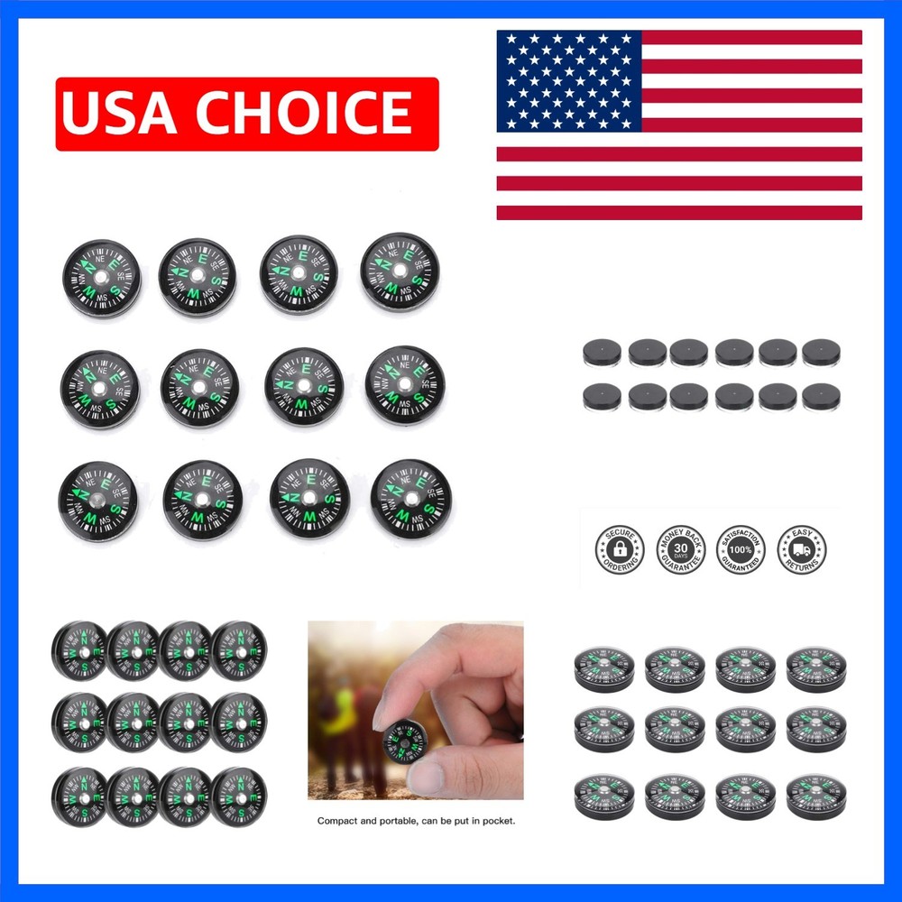 Pocket Compass, 20mm 12pcs Mini Pocket Oil Filled Compass for Hiking Camping …