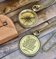 Jeremiah 2911 Brass Engraved Compass Christian First Communion Baptism Gift