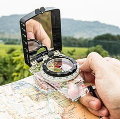 Hiking Mirrored Sighting Compass – With Adjustable Declination & Map LED