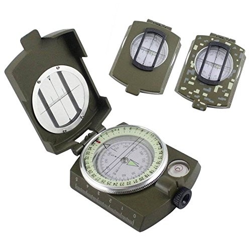 CAMTOA Professional Multifunction Military Army Metal Sighting Compass Green