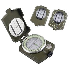 CAMTOA Professional Multifunction Military Army Metal Sighting Compass Green
