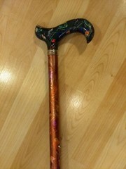Aluminum Metal Walking Cane Adjustable. Bird designs. 23.5 high. Extend to 39 in