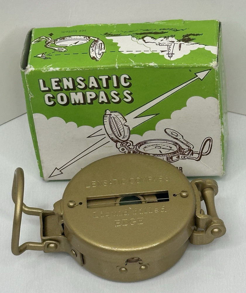 Vintage Lensatic Compass Liquid Filled EDGE, Made in Japan In Original Box