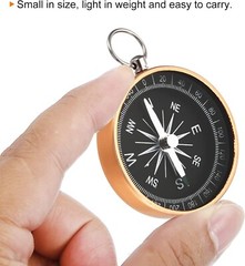 Pocket Compass Outdoors Navigation Compass with Key Ring Yellow 10 pack