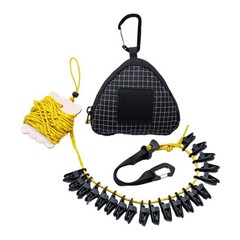 Travel Clothesline Set Includes 4m Rope 20 Clips and Gray or Black Pouch