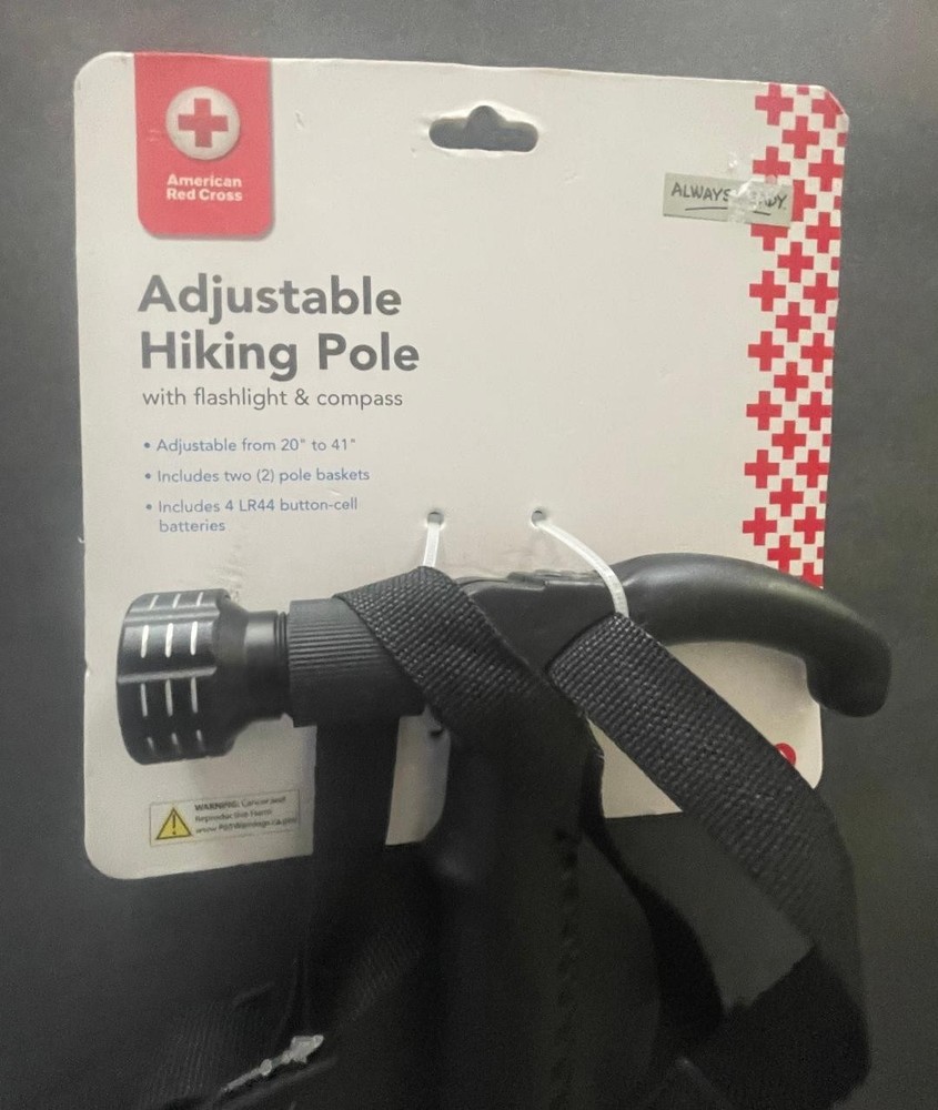 America Red Cross Hiking Pole with flashlight and compass
