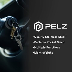PELZ Mini Pocket Knife Tool SILVER – Compact Stainless Steel Keychain Mult