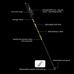 Ultralight Carbon Fiber Folding Trekking Pole Hiking Trail Running 105-125cm