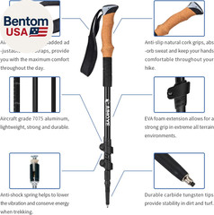 Trekking Hiking Poles – 2 Pack Adjustable Walking Sticks, Collapsible Lightweigh