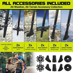 Lightweight 7075 Aluminum Collapsible Trekking Poles for Hiking, 2 Pcs