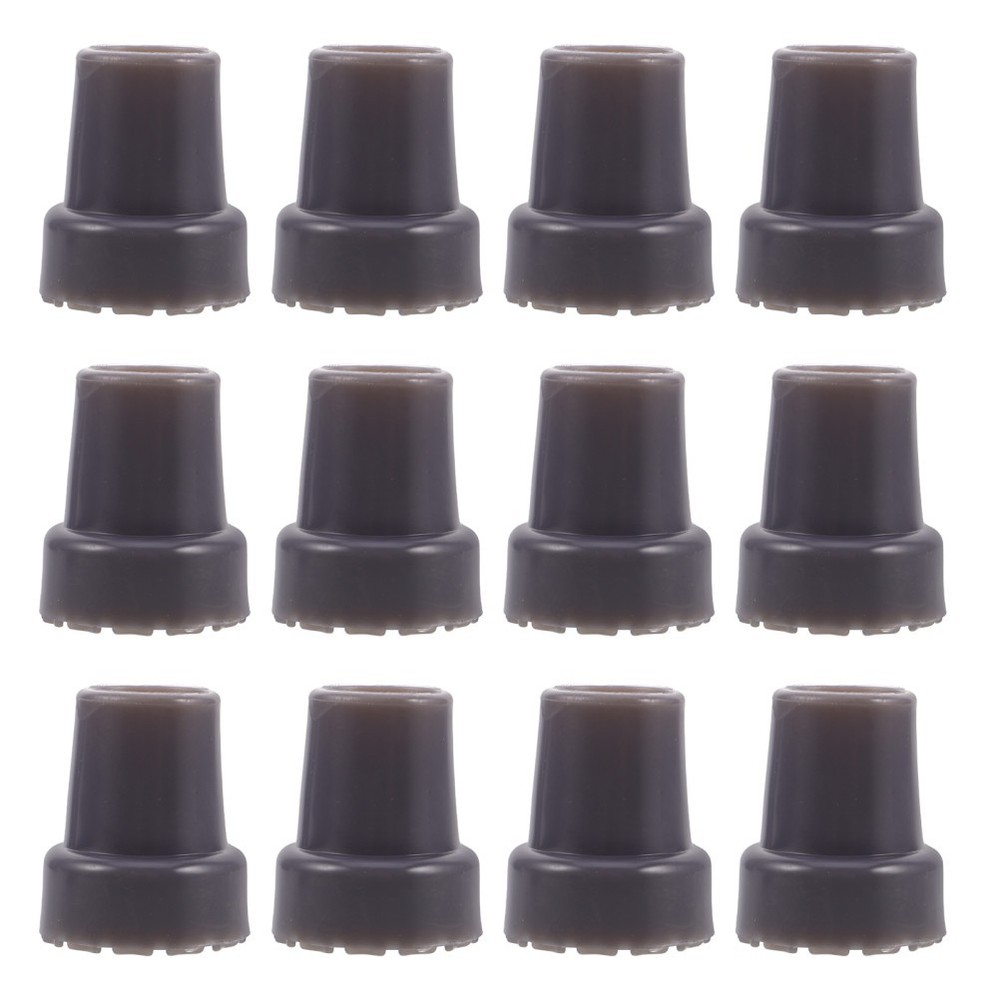 12Pcs Heavy Duty Rubber Tips for Canes Grey Comfortable Grip Replacement Ends