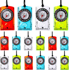 16 Pcs Orienteering Compass Acrylic Hiking Compass with Rope for Navigation