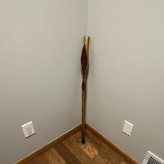 Wood Walking Stick Hiking Trekking Staff with Rubber Tip Brown