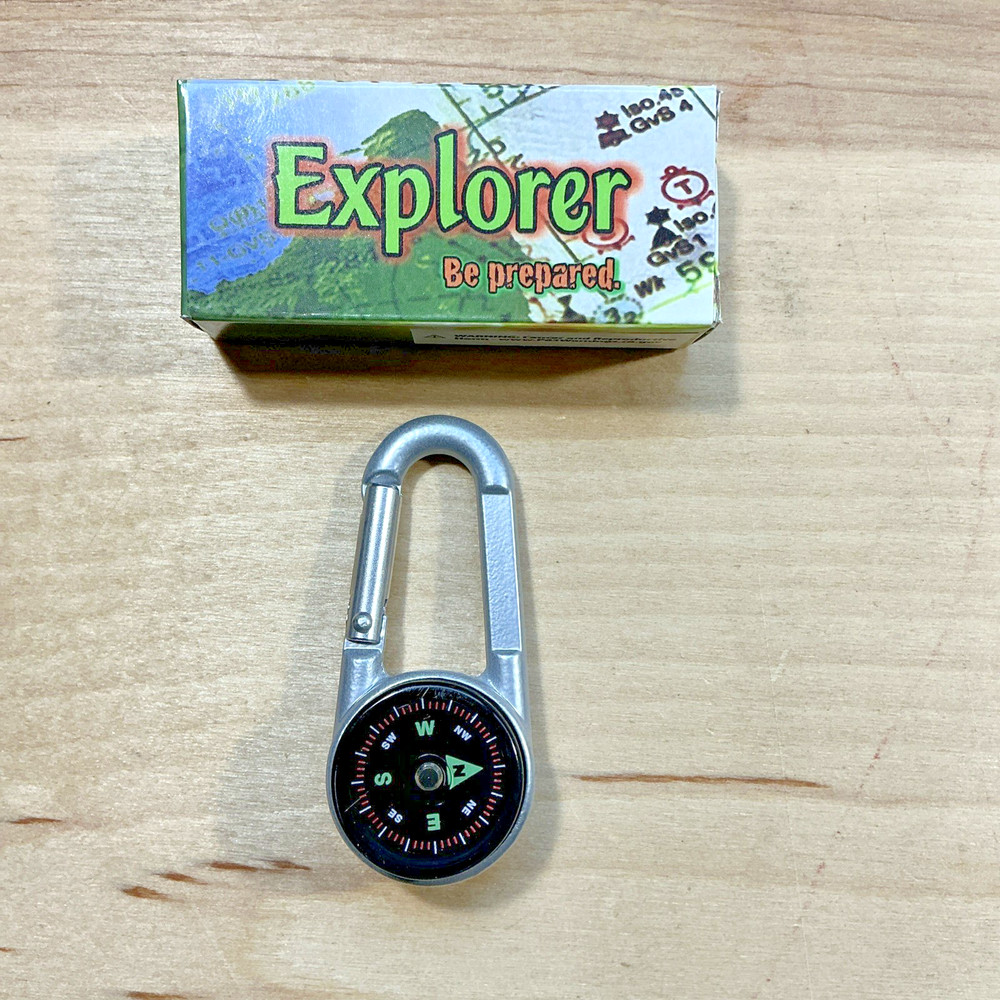Explorer Compass Thermometer Carabiner Clip Hiking Camping Survival Gear