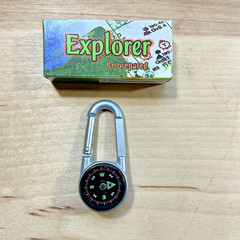 Explorer Compass Thermometer Carabiner Clip Hiking Camping Survival Gear