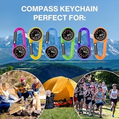 12 Pcs Mini Compass Keychain, Small Pocket Magnetic Compass Survival Hiking