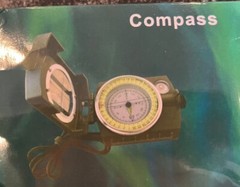 Lensatic Compass, army green, US Military Issue Pouch, bubble level 360 scale