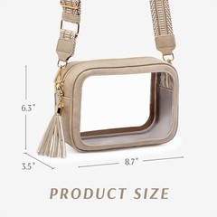 Clear Bag for Stadium Events, Clear Purse Stadium Approved Light Taupe