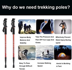 Aihoye Hiking Trekking Poles, 2 Pack Collapsible,Lightweight, anti Shock, Hiking