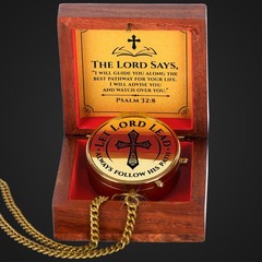 Engraved Brass Pocket Compass Gift Psalm 328 Baptism Gifts For Boys Case