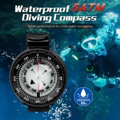 Scuba Compass, Professional Waterproof 5ATM Dive Wrist Compass with TPU Band …