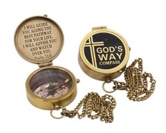 God’s Way Compass Psalm 328 Solid Brass Directional Engraved Compass Baptism …