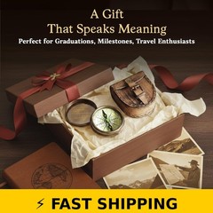 Wind & Weather Antiqued Brass Poem Compass with Leather Case