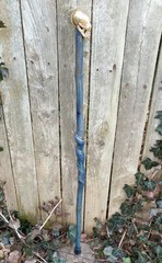 35″ Hand Carved Twisted Elder Walking Stick Cane w/ Brass Skull Top Handle #39