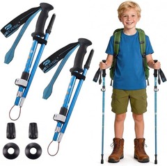 Lightweight Adjustable Aluminum Trekking Poles 2 Pack for Kids
