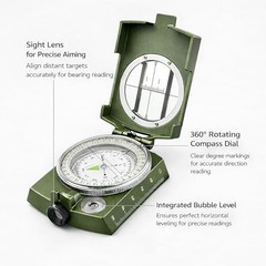 Military Lensatic Compass, Hiking Compass for Survival – Water-Resistant