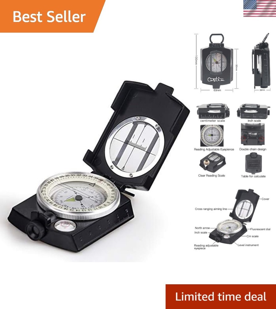 Military Waterproof Compass – High Accuracy with Map Measurer & Luminous Design