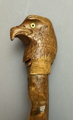 Hand Carved Eagle Head Twisted Wood Solid Walking Stick ( 57” Tall )