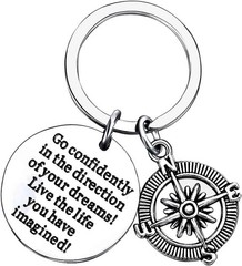 Modern Stainless Steel Key Chain – Inspirational ‘Live The Life You Imagined’