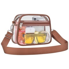 Clear Bag for Stadium Events Clear Sports Fan Handbags Large Coffee Brown