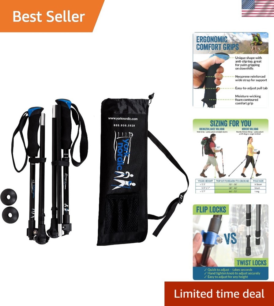 Adjustable Travel Walking Poles, Collapsible to 12.5 Inches with Accessories