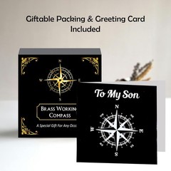 to My Son Engraved Brass Compass with Wooden Box – Inspirational Gift from Dad