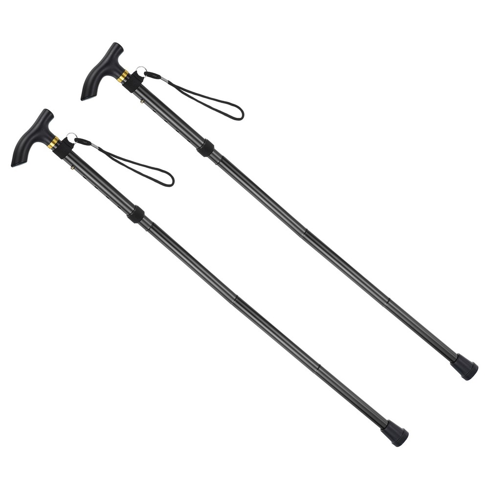 2Pcs Trekking Poles, Collapsible Hiking Pole 33-37 Inch Aluminum Alloy Black