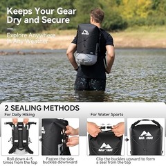 Floating Roll Top Dry Bag, Flexible Lightweight TPU Waterproof 20L Black