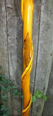 43″ Hand Carved Spiral Mulberry Walking Stick Cane w/ Brass Skull Top Handle #28