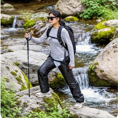 Adjustable Rain Pants for Outdoor Activities PU5000MM Waterproof 210T Polyester