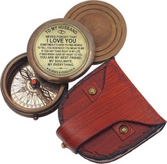 to My Husband I Love You, Brass Compass Engraved Gifts for Men, Bronze for Me…
